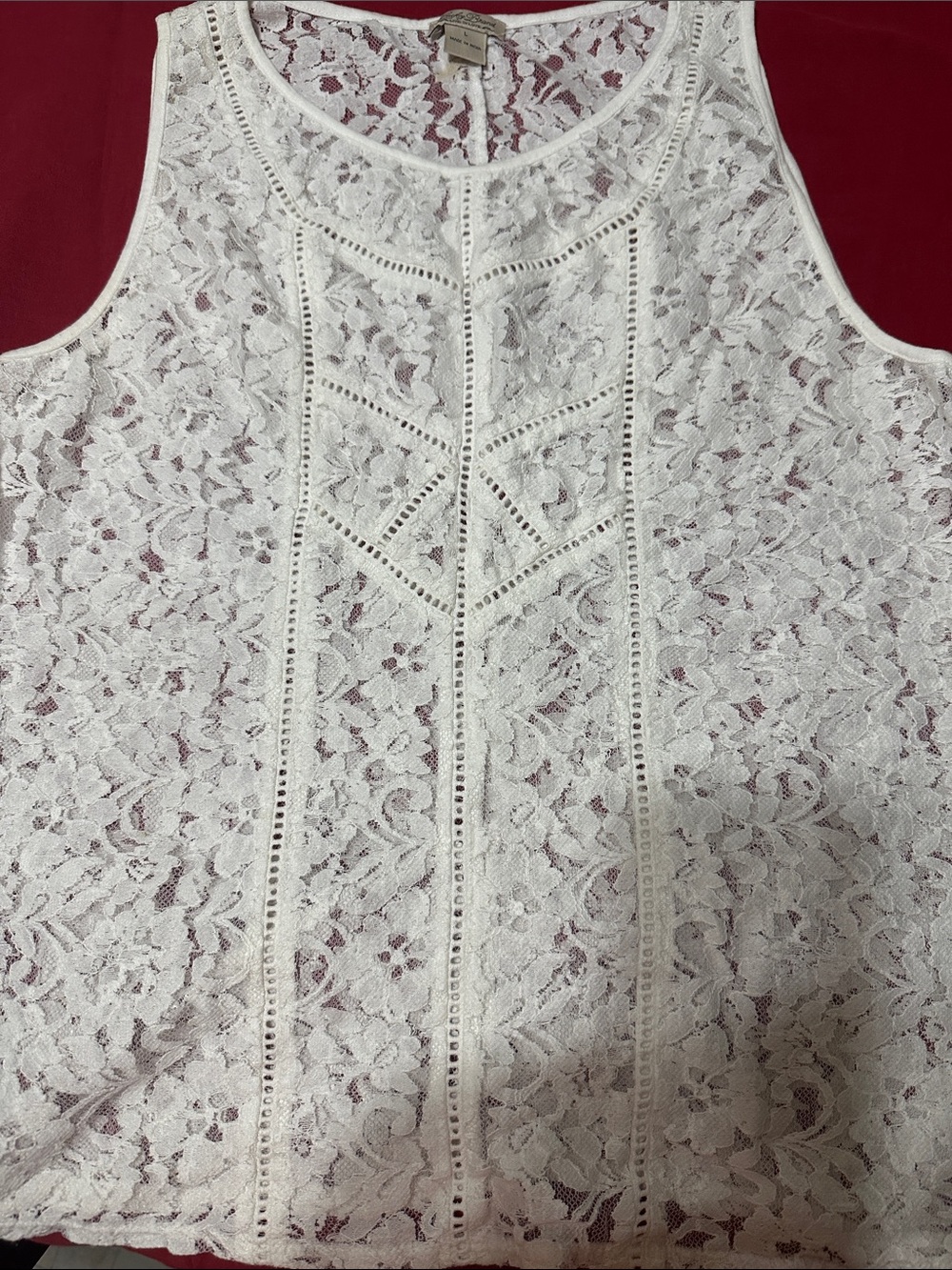 Lucky Brand White Lace Tank Top size L